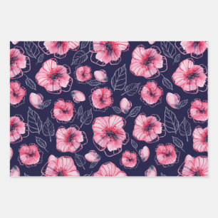 Papier à papier bleu navi rose Feuille plate Ensem