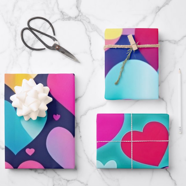 Papier à papier d'enveloppement coloré à coeur Pla (Recto)