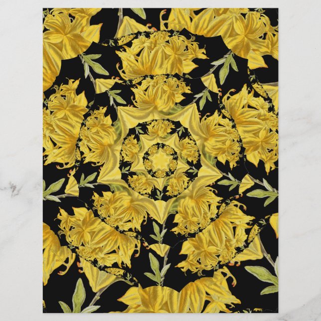 Papier à papier fractal Azalea jaune et noir (Devant)