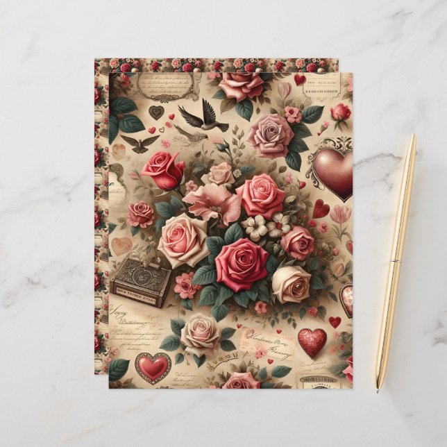 Papier à papier pour albums de l'Ephémère Valentin (Devant/Arrière en situation)