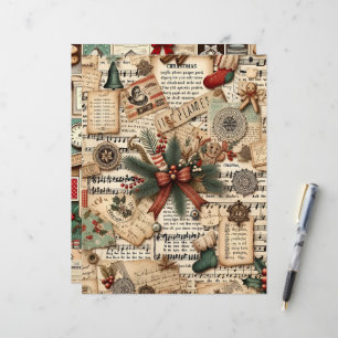 Papier à papier pour scrapbook Ephemera de Noël Vi