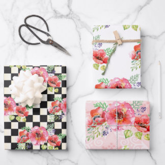 Papier à papier Whimsical d'emballage de pavot Ens