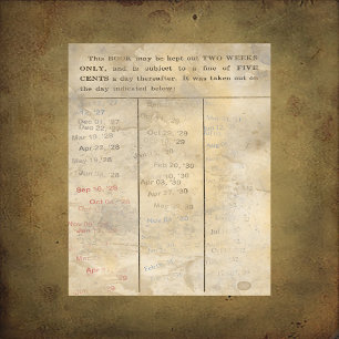 Papier à puce de carte de bibliothèque vintage