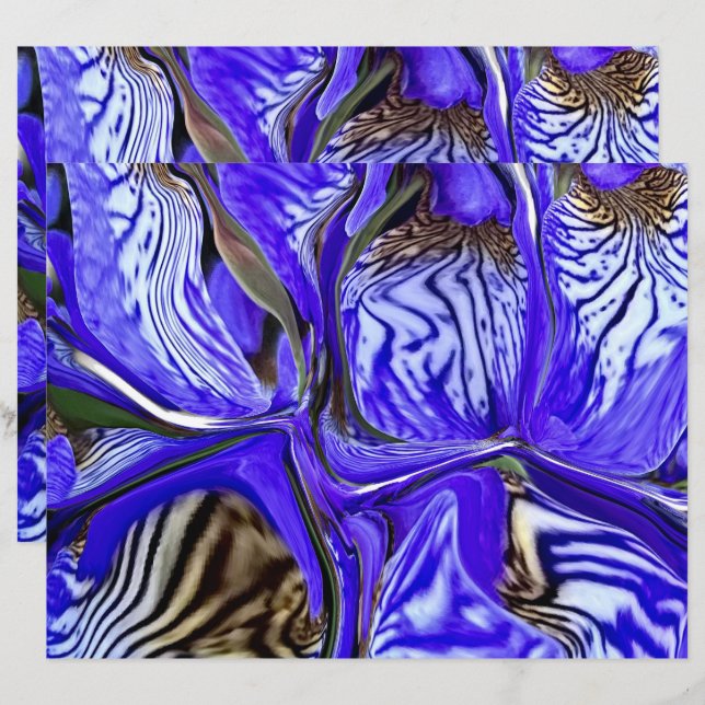 Papier à rebut à fleurs Iris violet (Devant / Derrière)