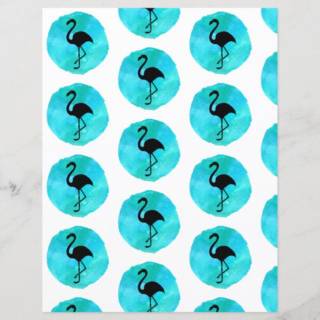 Papier à rebut à motifs flamants bleus verts (Devant)
