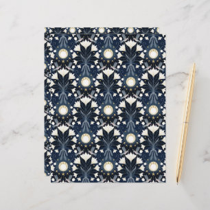 Papier à rebut bleu et or Art Nouveau Lune