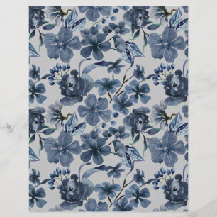 Papier à rebut bleu floral