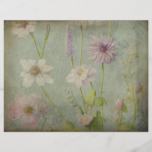 Papier à rebut bleu floral (Devant)