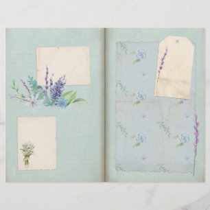Papier à rebut bleu Shabby Floral Collage