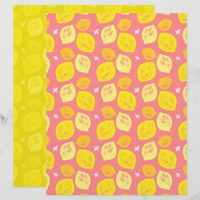 Papier à rebut citron rose (Devant / Derrière)