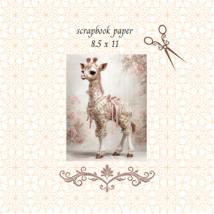 Papier à rebut de girafe victorienne rose découpag