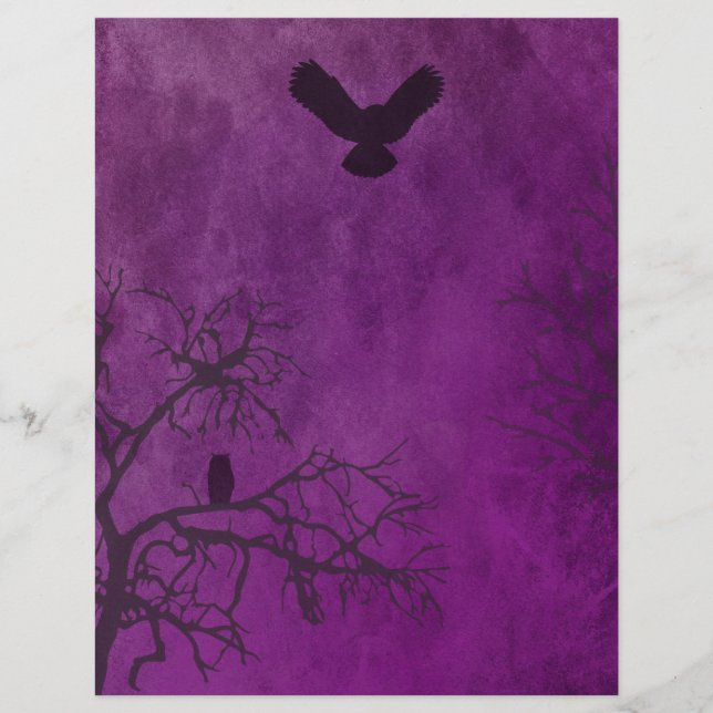 Papier à rebut Déplaisant violet Halloween en bois (Devant)