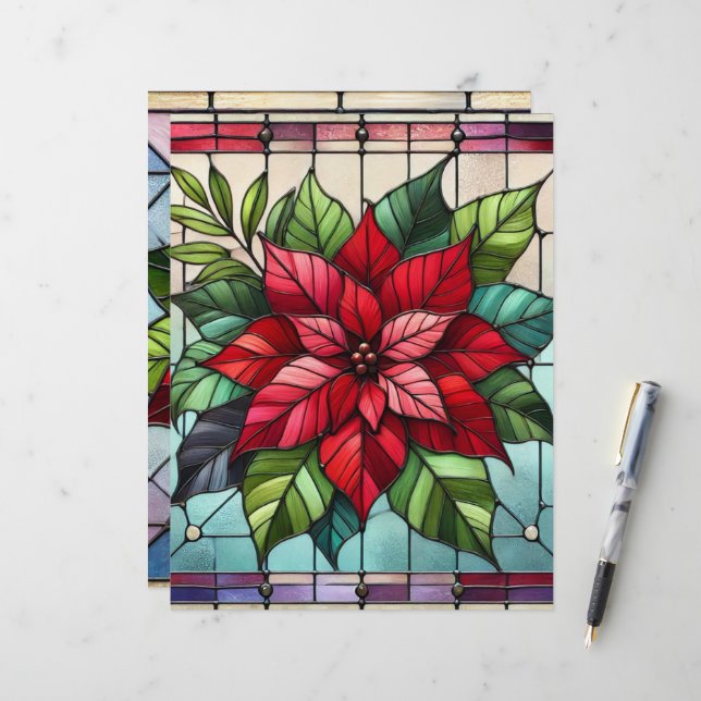 Papier à rebut en verre de Festin Poinsettia (Devant/Arrière en situation)