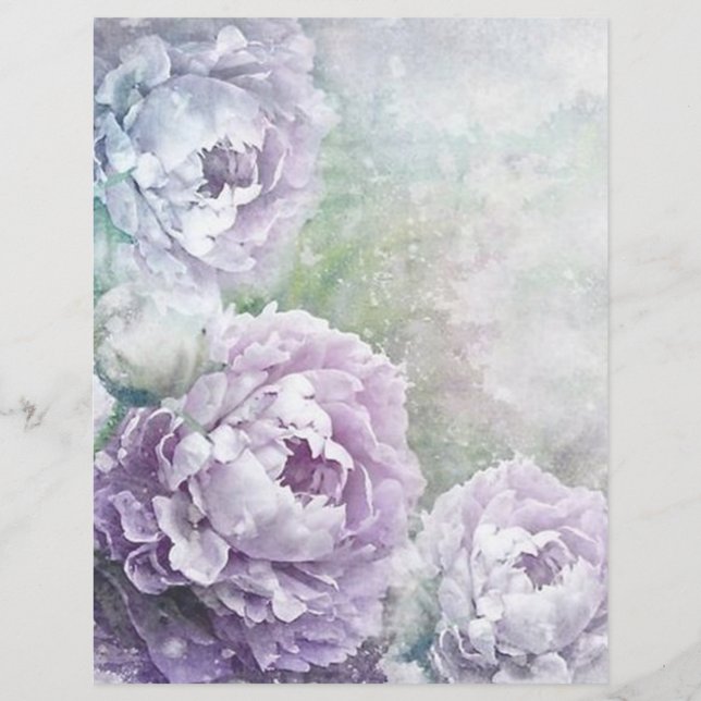 Papier à rebut floral Lavender Lilac Watercolor (Devant)