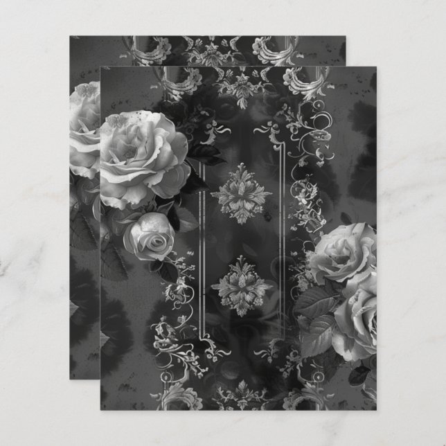 Papier à rebut floral noir gothique Grunge (Devant / Derrière)