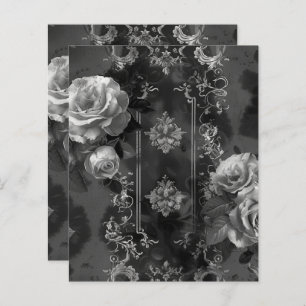 Papier à rebut floral noir gothique Grunge