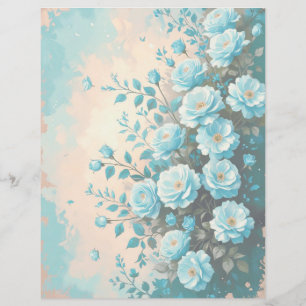 Papier à rebut floral romantique bleu