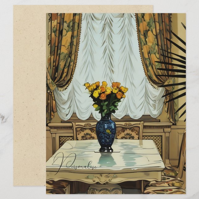 Papier à rebut floral vintage (Devant / Derrière)