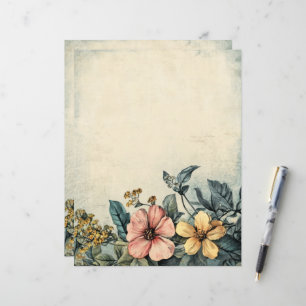 Papier à rebut journal vintage Floral Junk