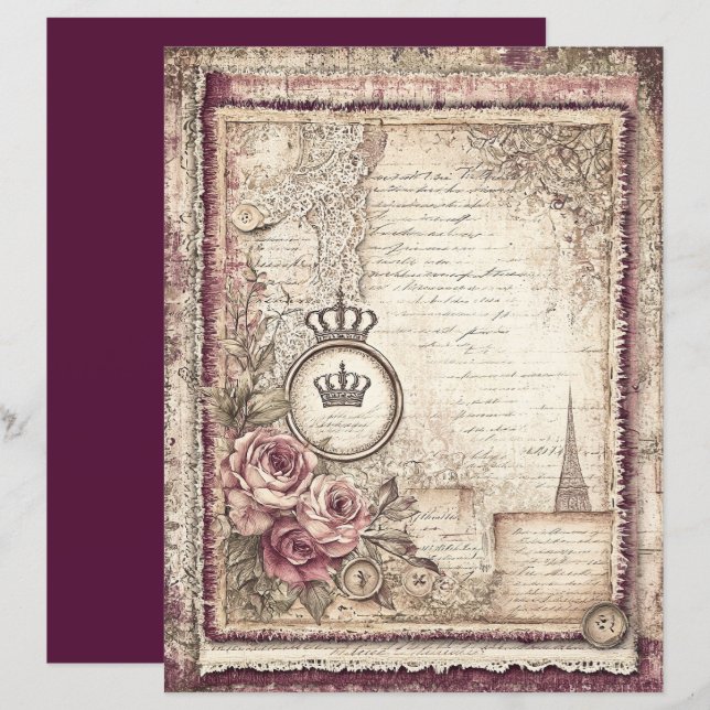 Papier à rebut Victorian & Lace (Devant / Derrière)