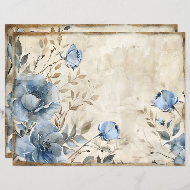 Papier à rebut Vintage bleu Dusty (Devant / Derrière)