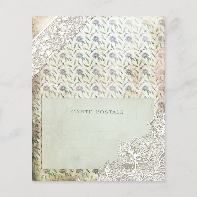 Papier à rebut vintage bleu floral (Devant)