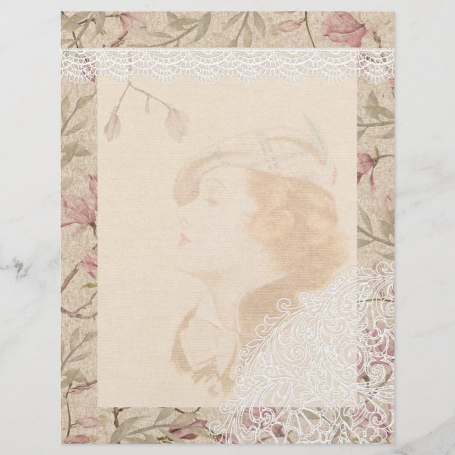 Papier à rebut Vintage en dentelle florale (Devant)