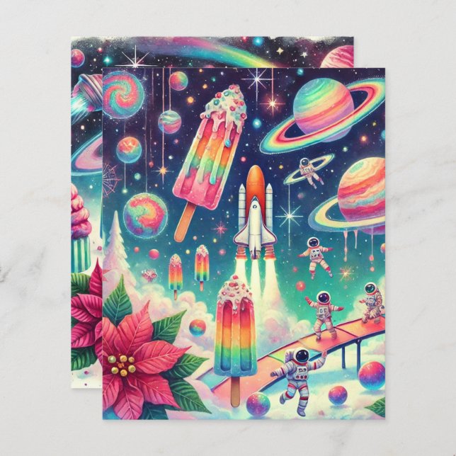 Papier à rebut Whimsical Cosmique Poinsettia (Devant / Derrière)