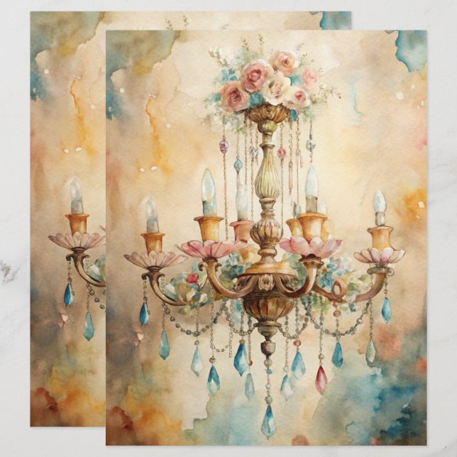 Papier à retouche chic Blue Shabby (Devant / Derrière)