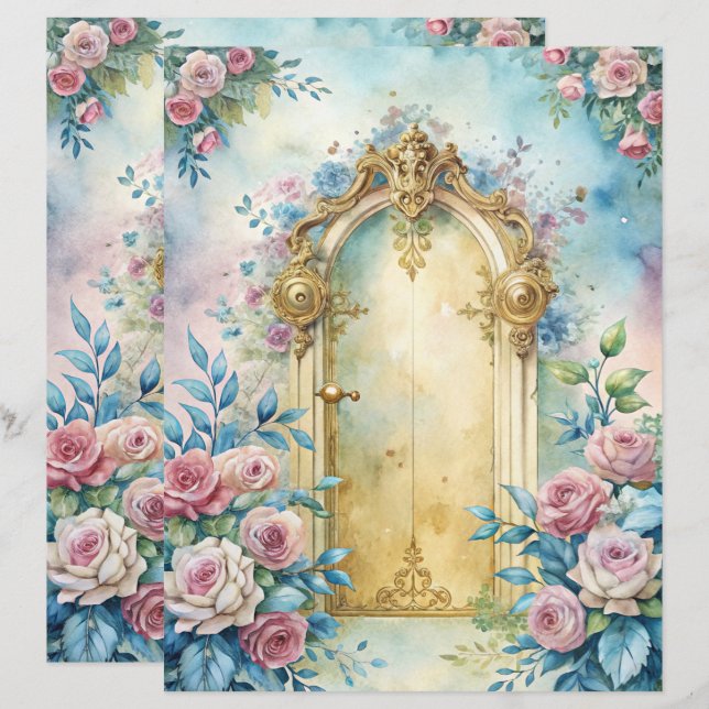 Papier à retouche chic Blue Shabby (Devant / Derrière)