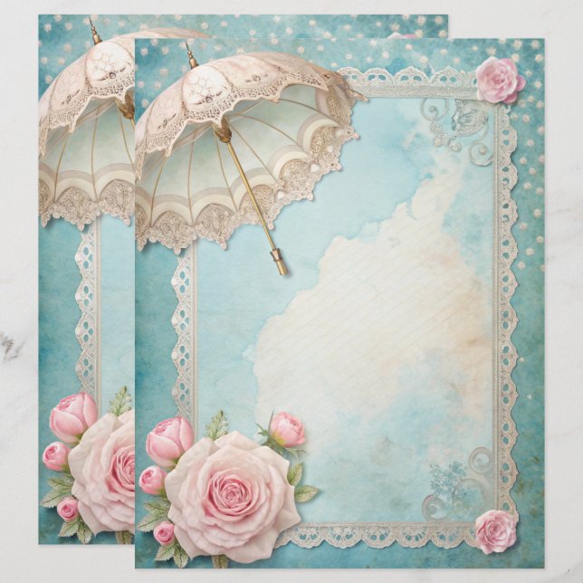 Papier à retouche chic Blue Shabby (Devant / Derrière)