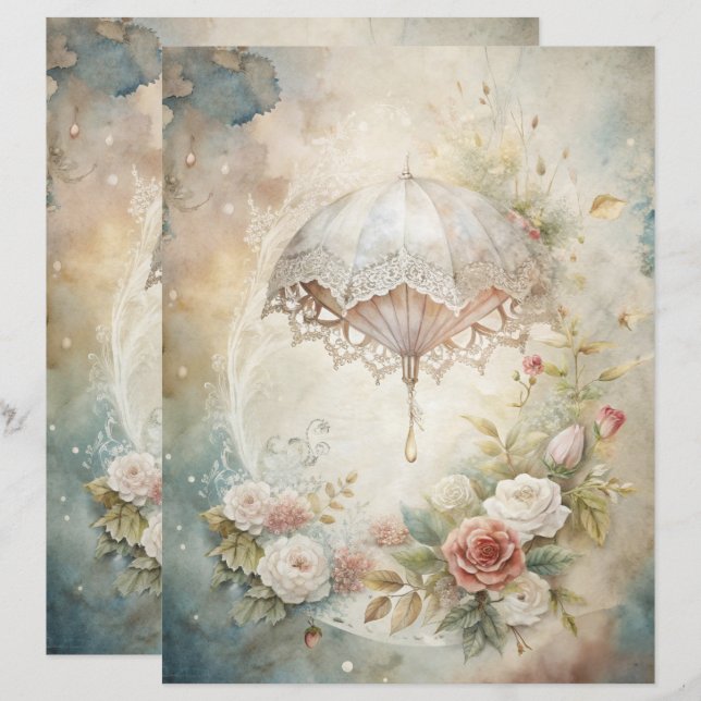 Papier à retouche chic Blue Shabby (Devant / Derrière)