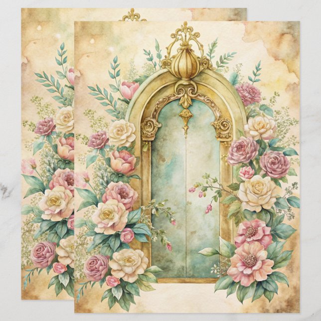 Papier à retouche chic Blue Shabby (Devant / Derrière)