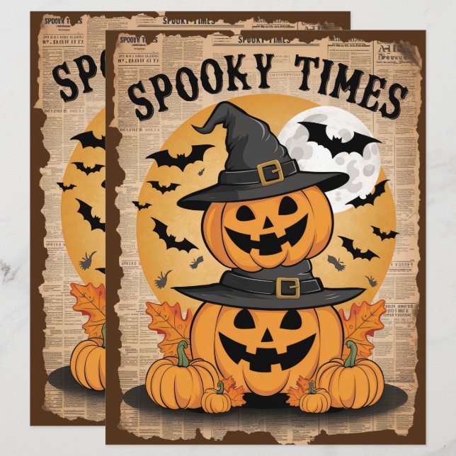 Papier à scandale Citrouille Halloween vintage (Devant / Derrière)