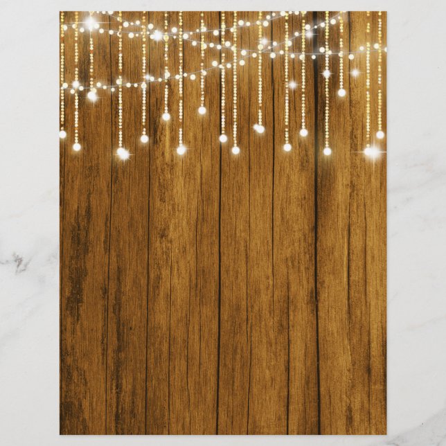 Papier à scandale Grainy Wood & Fall String Lights (Devant)