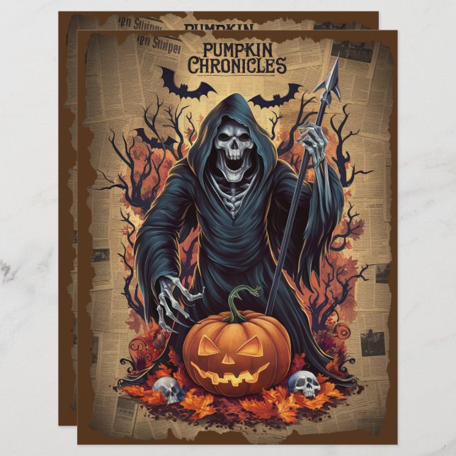 Papier à scandale Halloween Ghost vintage (Devant / Derrière)