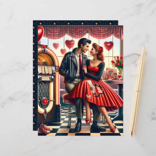 Papier à scandale les années 50 Diner Valentine (Devant/Arrière en situation)