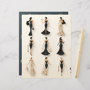 Papier à scandale poupées papier Art déco