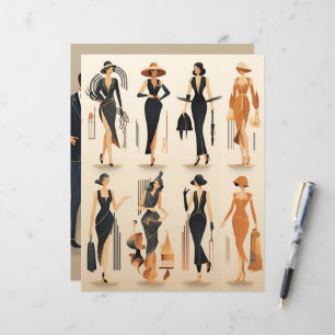 Papier à scandale poupées papier Art déco