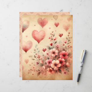 Papier à scandale Valentines Aquarelle vintage