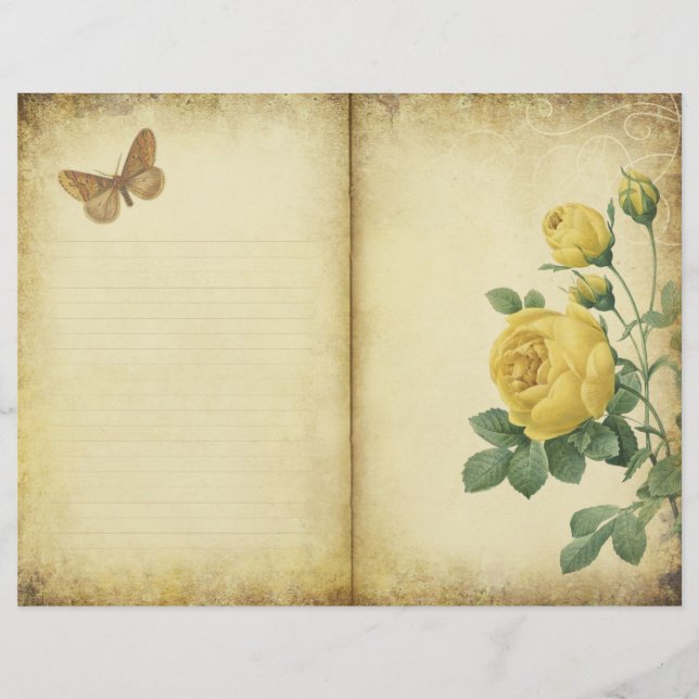 Papier à scandale vintage Yellow Rose Journal (Devant)
