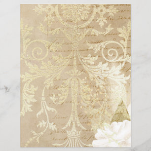 Papier à scrapbook vintage Gold Ornat Floral Scrip
