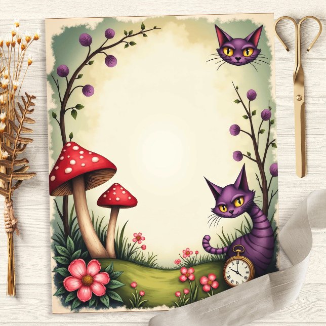 Papier à scrapbooking Alice Chat du Cheshire Champ (Créateur téléchargé)