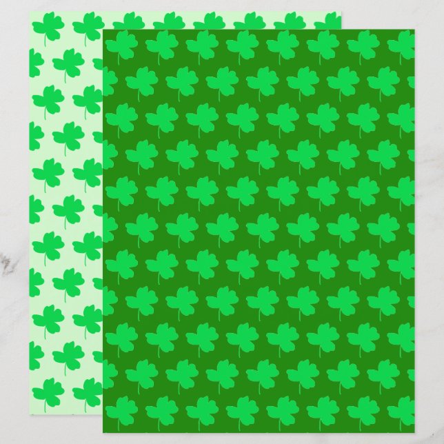 Papier à shamrock motif vert vivant (Devant / Derrière)