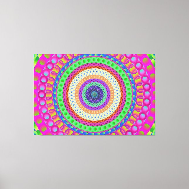 Papier à toile étirée en bleu néon Mandala (Recto)