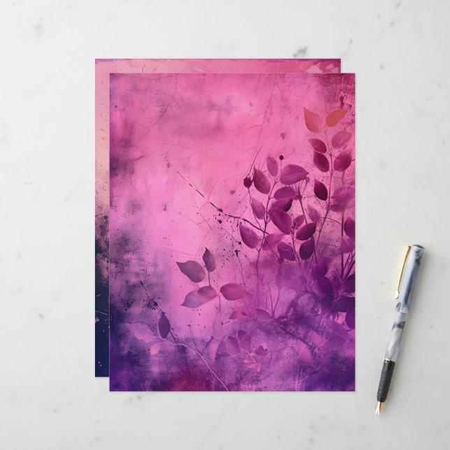 Papier Arrière - plan Grungy rose et violet (Devant/Arrière en situation)