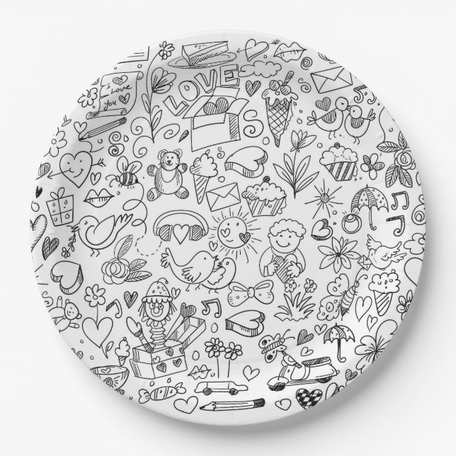 Papier assiette Doodle (Devant)