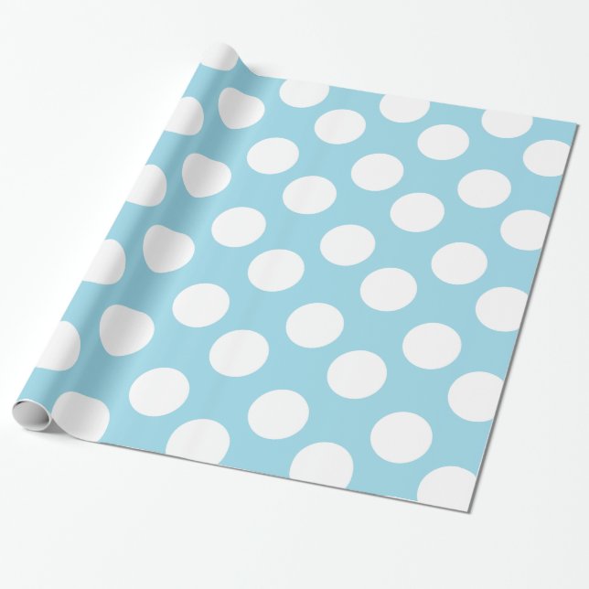 Papier bleu et blanc d'emballage cadeau de point (Déroulé)