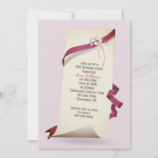Papier bouclé 75e anniversaire invitation (Devant)
