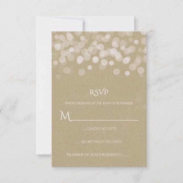 Papier Brun Simple Mariage Rustique RSVP (Devant)